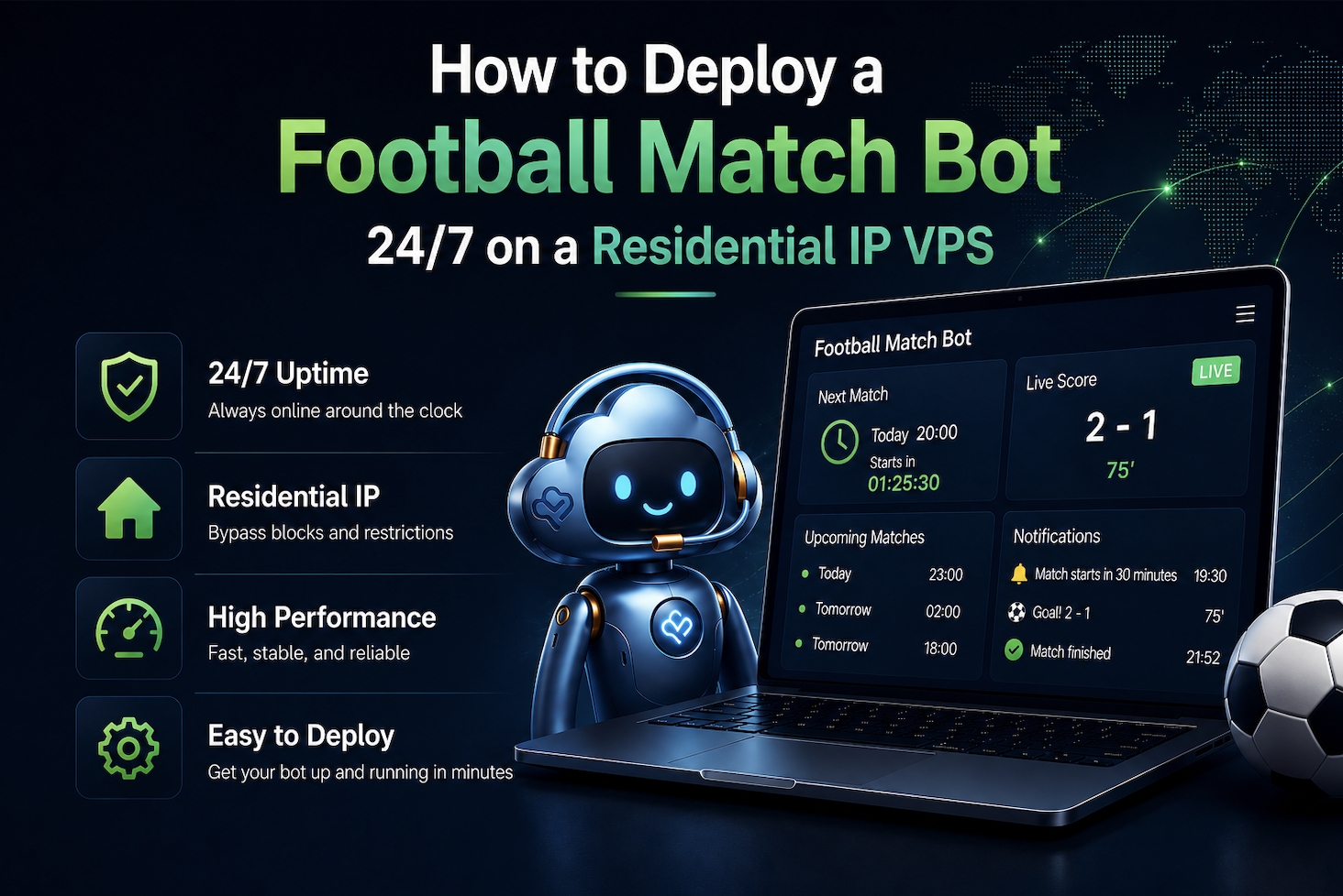 Come implementare un bot per partite di calcio 24/7 su un VPS con IP residenziale